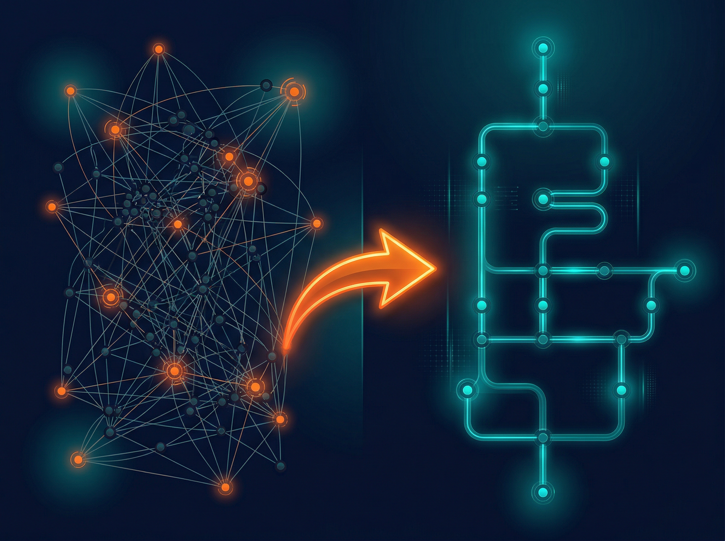 Business Process Automation — before-and-after process transformation from tangled manual to streamlined automated