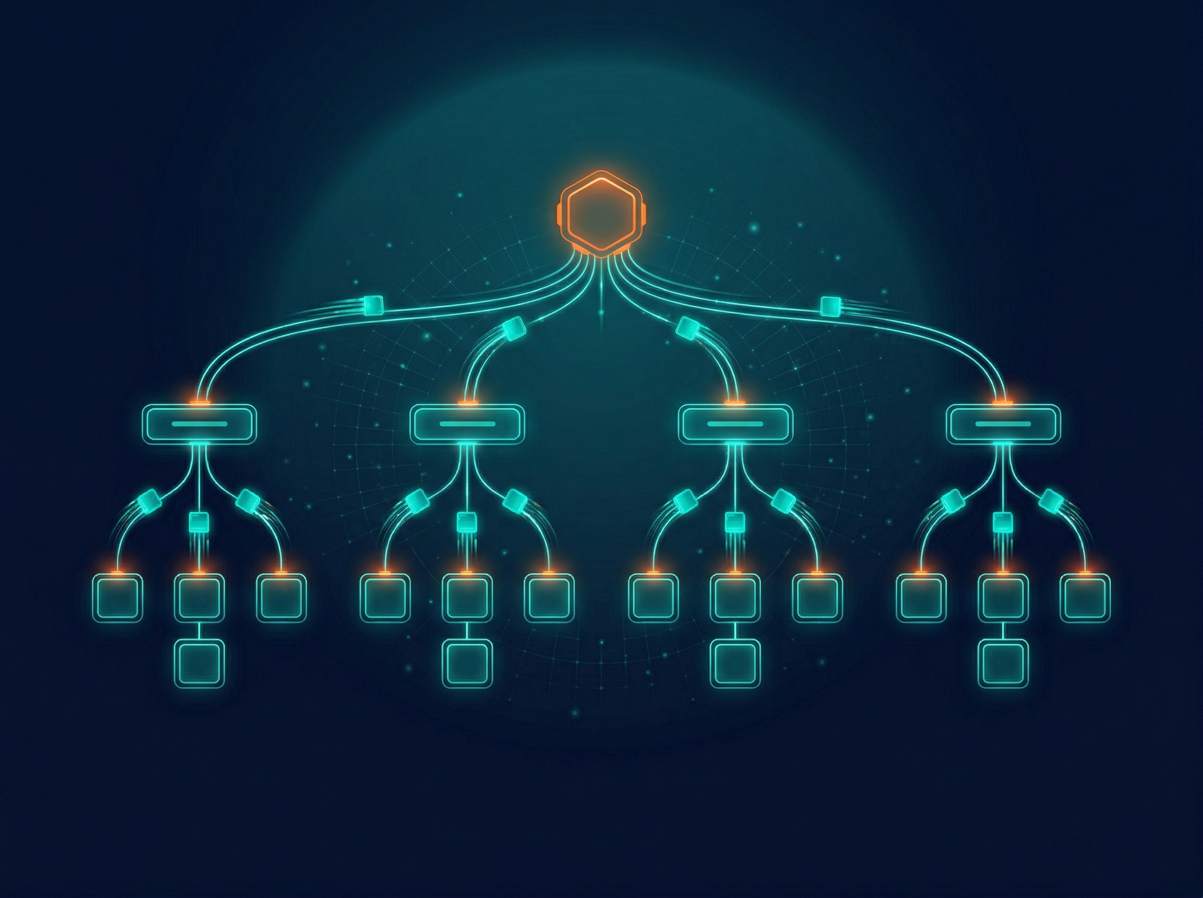 Category Page Automation — hierarchical category tree with automated content being injected into each taxonomy node