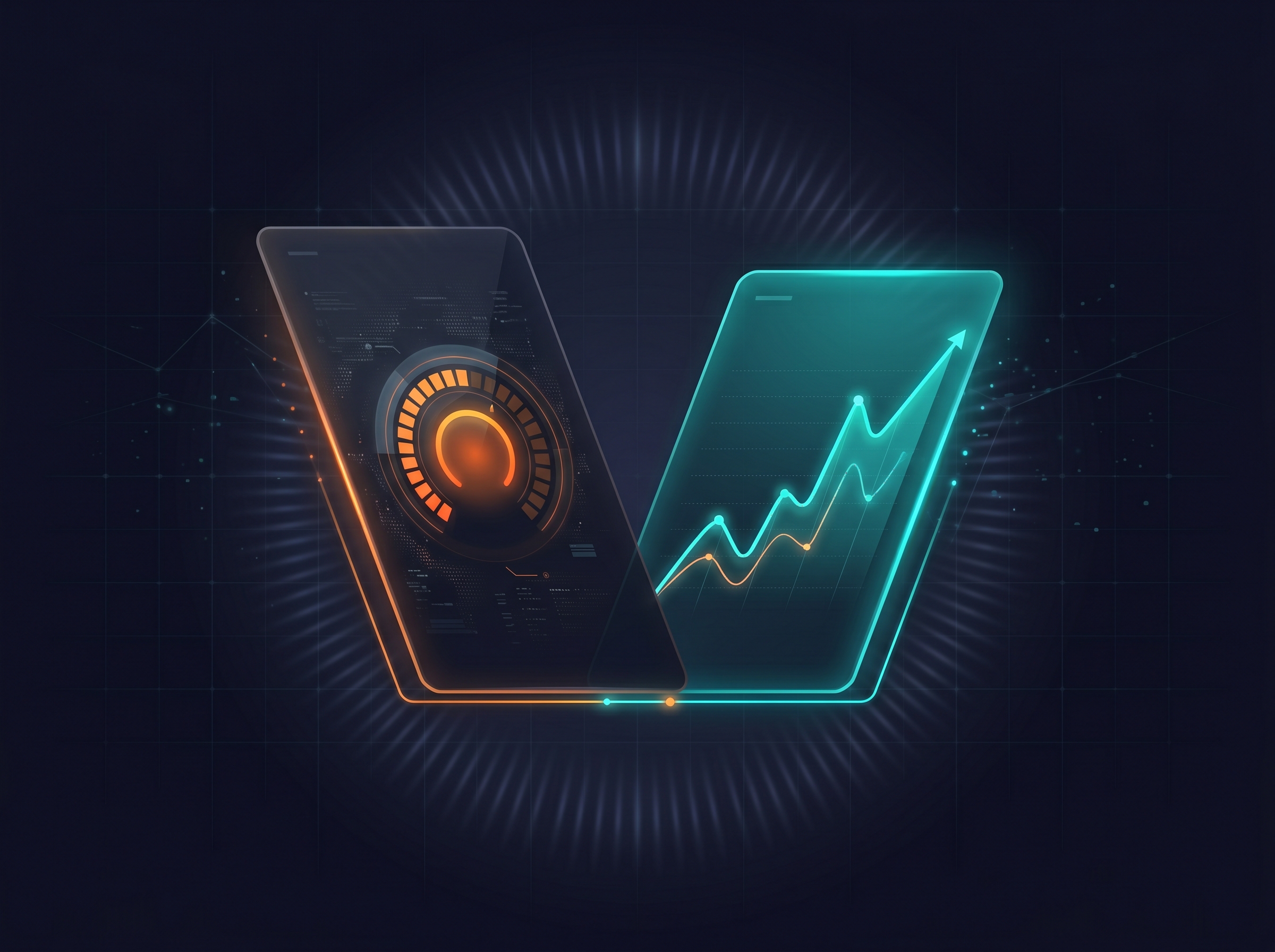 Monthly Audit + Report, dual-panel showing technical audit PDF and performance report side by side with delta tracking