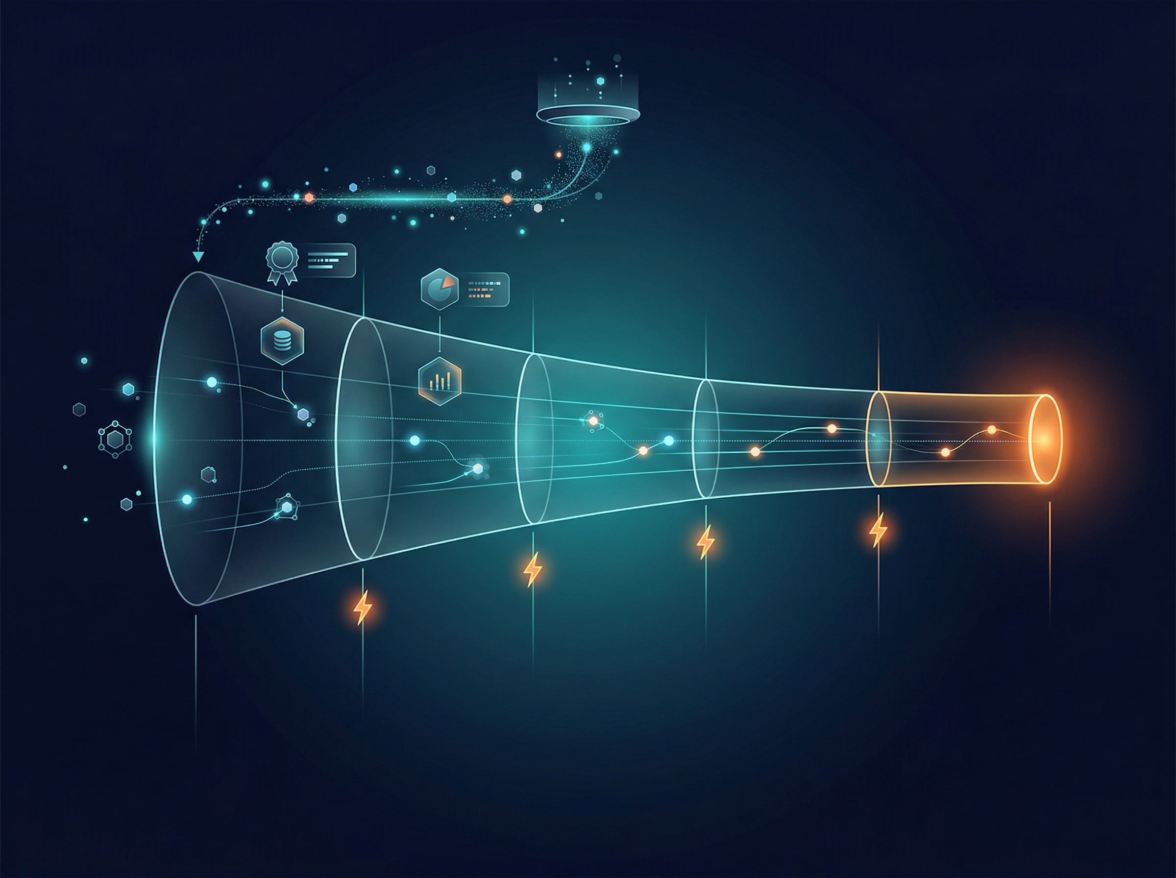Sales Automation — sales pipeline funnel with automated follow-up triggers at each stage