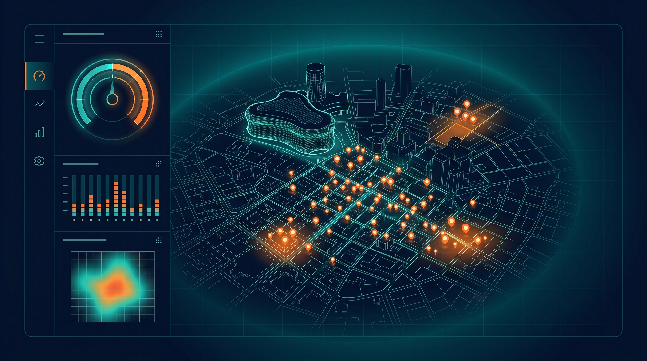 SEO Audit Birmingham — local SEO data dashboard with city-level metrics and business location mapping