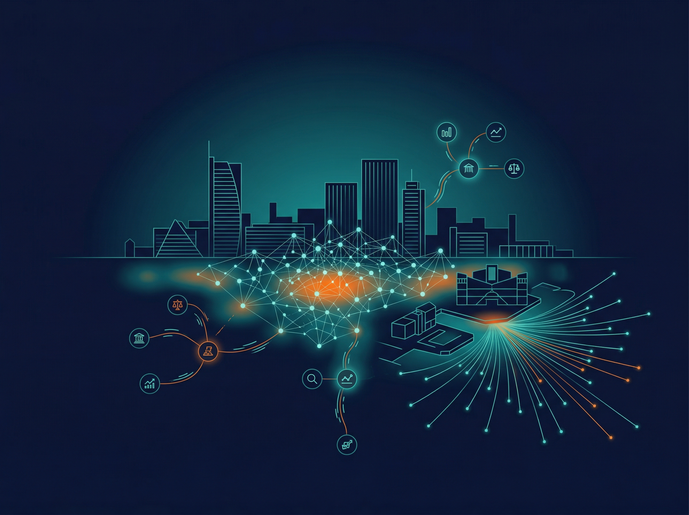 SEO Audit Leeds — stylised Leeds skyline with digital sector density heatmap