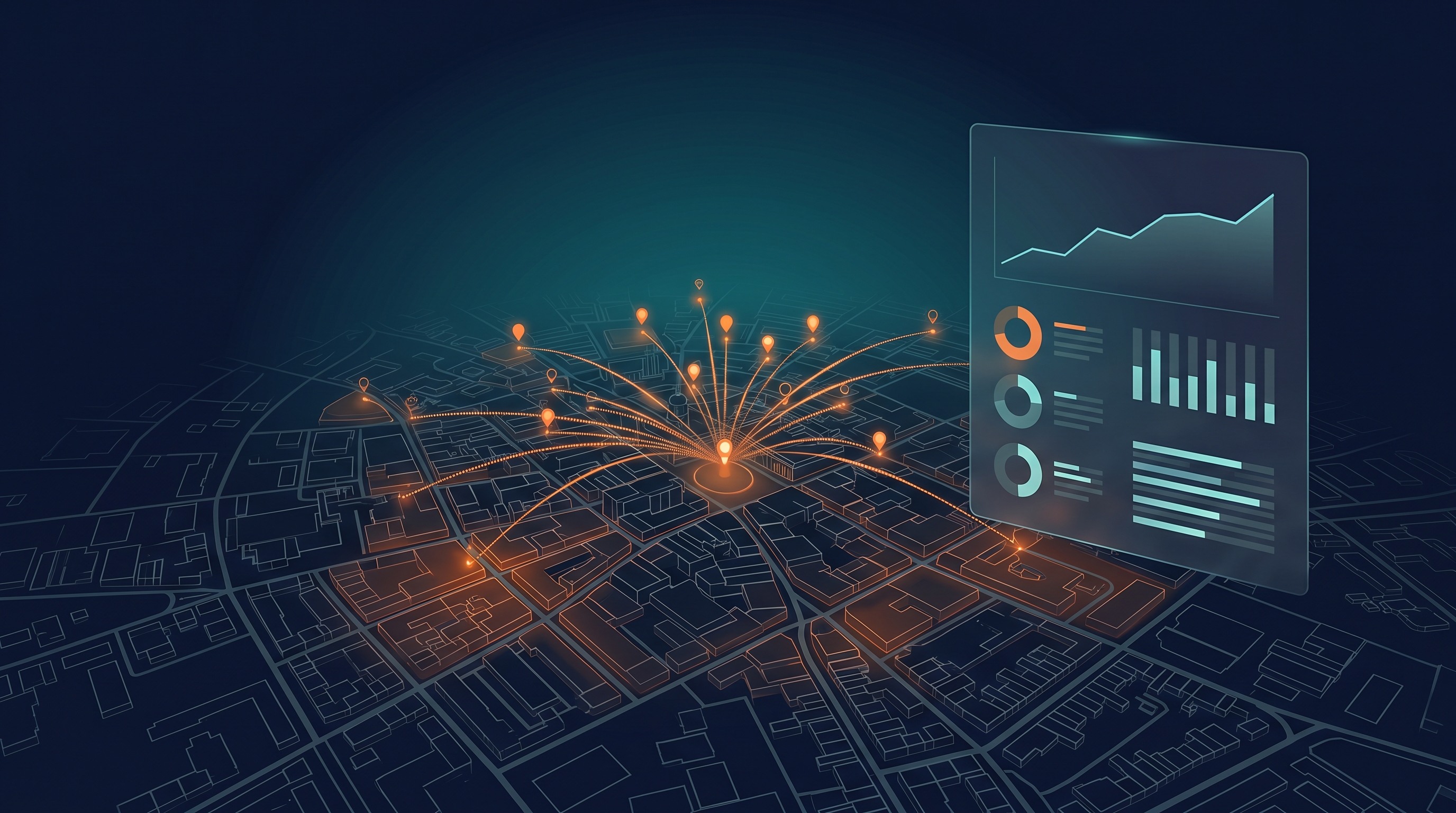 SEO Audit Nottingham — local SEO data dashboard with city-level metrics and business location mapping